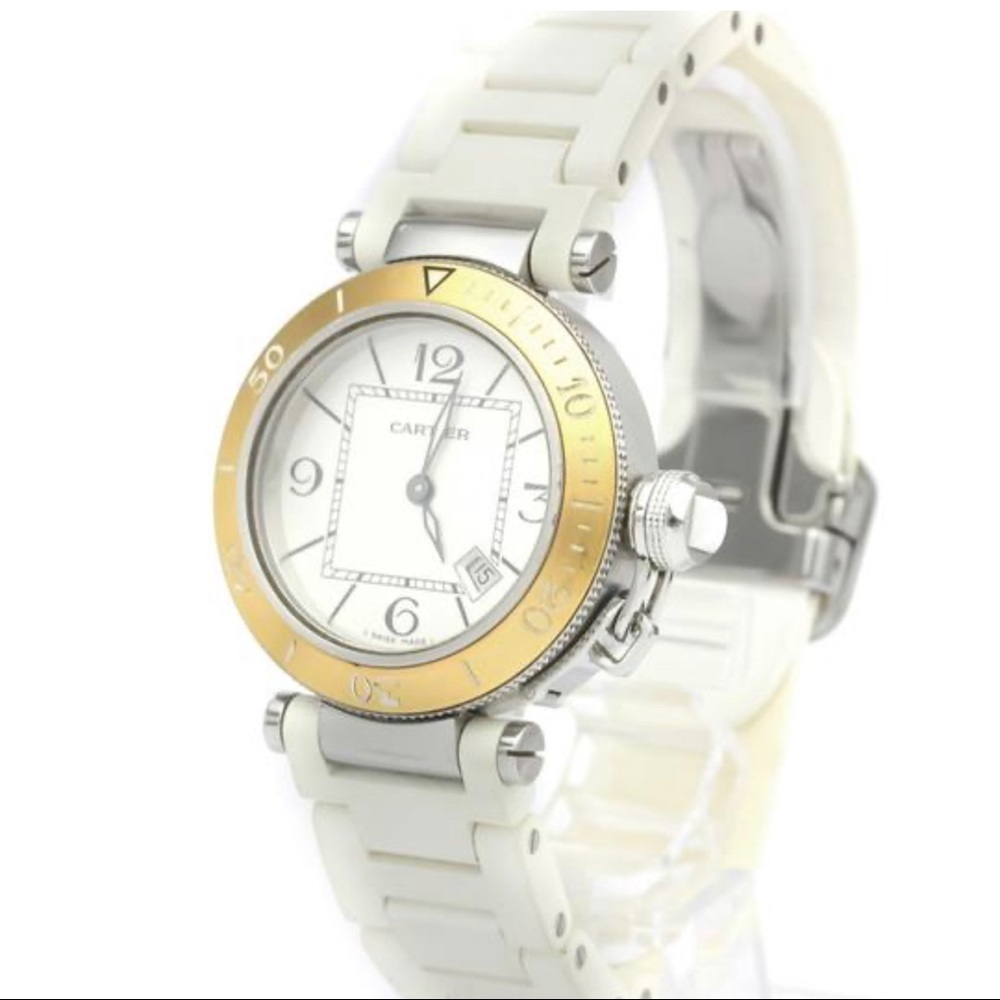 Auth Cartier Pasha Seatimer Quartz Stainle…